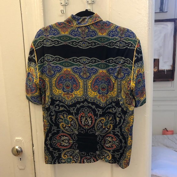 Sandro Ramy printed scarf short sleeve blouse small - Picture 3 of 5